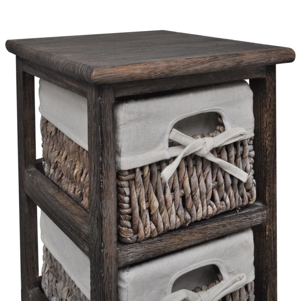 Struttura in Legno con 4 Cestini Intrecciati Marrone | homemem39