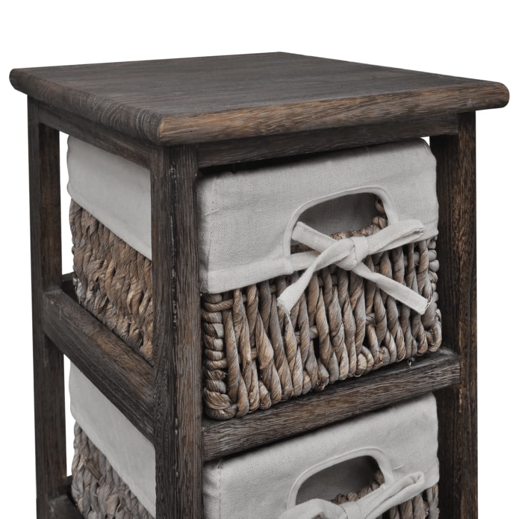 Struttura in Legno con 5 Cestini Intrecciati Marrone | homemem39