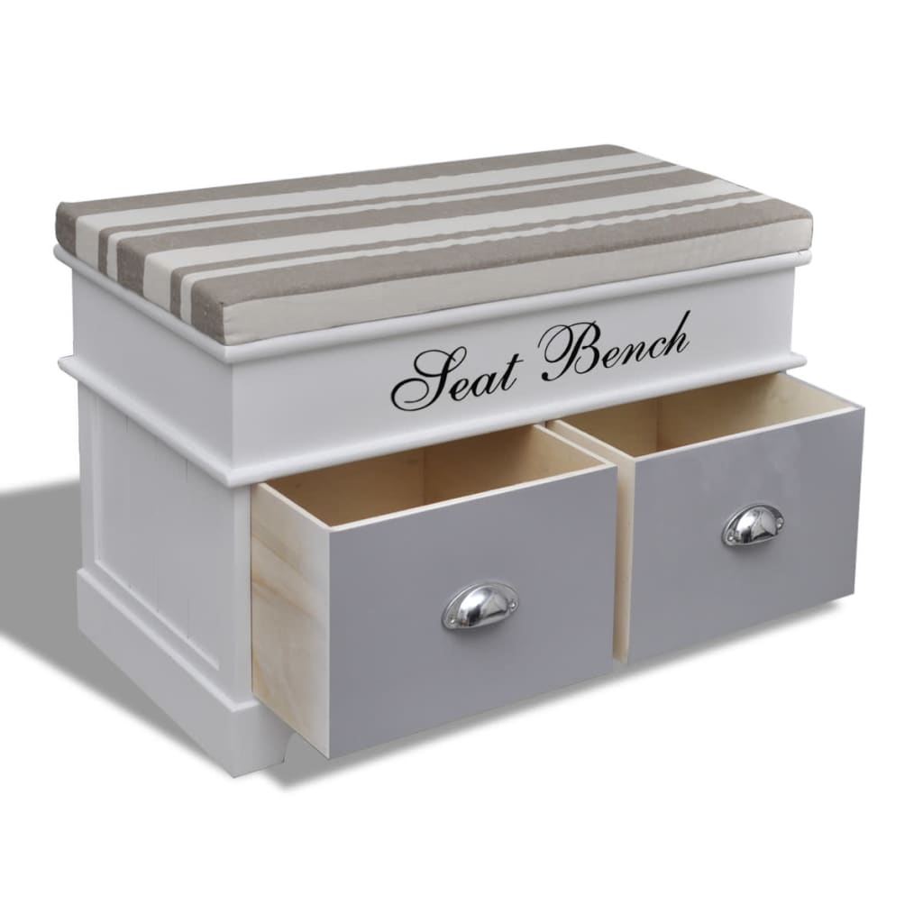 Cassapanca per Ingresso con Cuscino Grigio e 2 Cassetti | homemem39