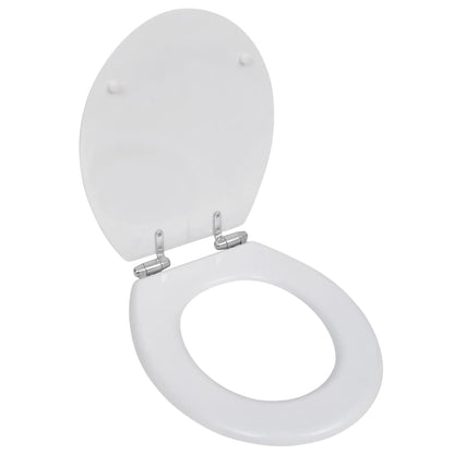 Sedile WC MDF Coperchio Chiusura Ammortizzata Semplice Bianco - homemem39