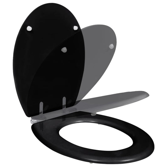 Sedile WC in MDF Coperchio Chiusura Ammortizzata Semplice Nero - homemem39