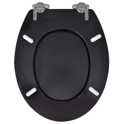 Sedile WC in MDF Coperchio Chiusura Ammortizzata Semplice Nero - homemem39