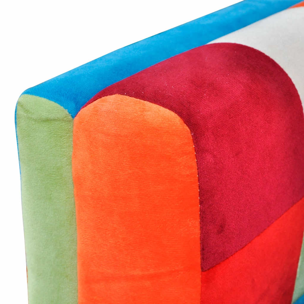 Poltrona a Cubo con Gambe Cromo e Design Patchwork in Tessuto | homemem39