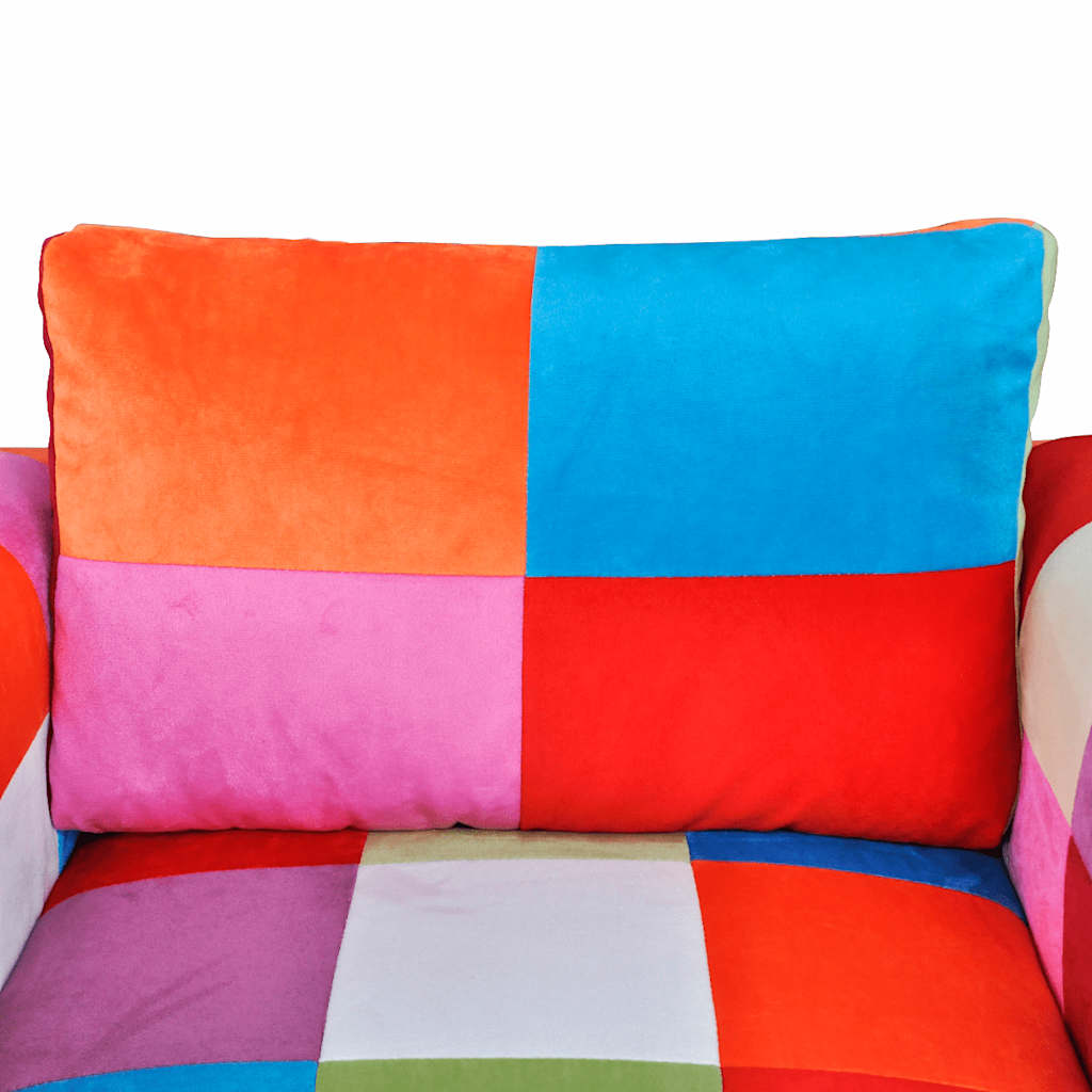 Poltrona a Cubo con Gambe Cromo e Design Patchwork in Tessuto | homemem39