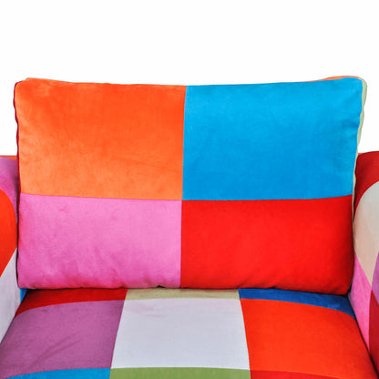 Poltrona a Cubo con Gambe Cromo e Design Patchwork in Tessuto | homemem39