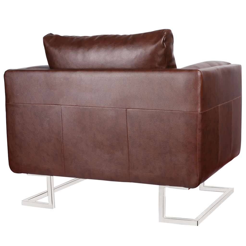 Poltrona a Pozzetto con Gambe Cromate Marrone in Similpelle | homemem39