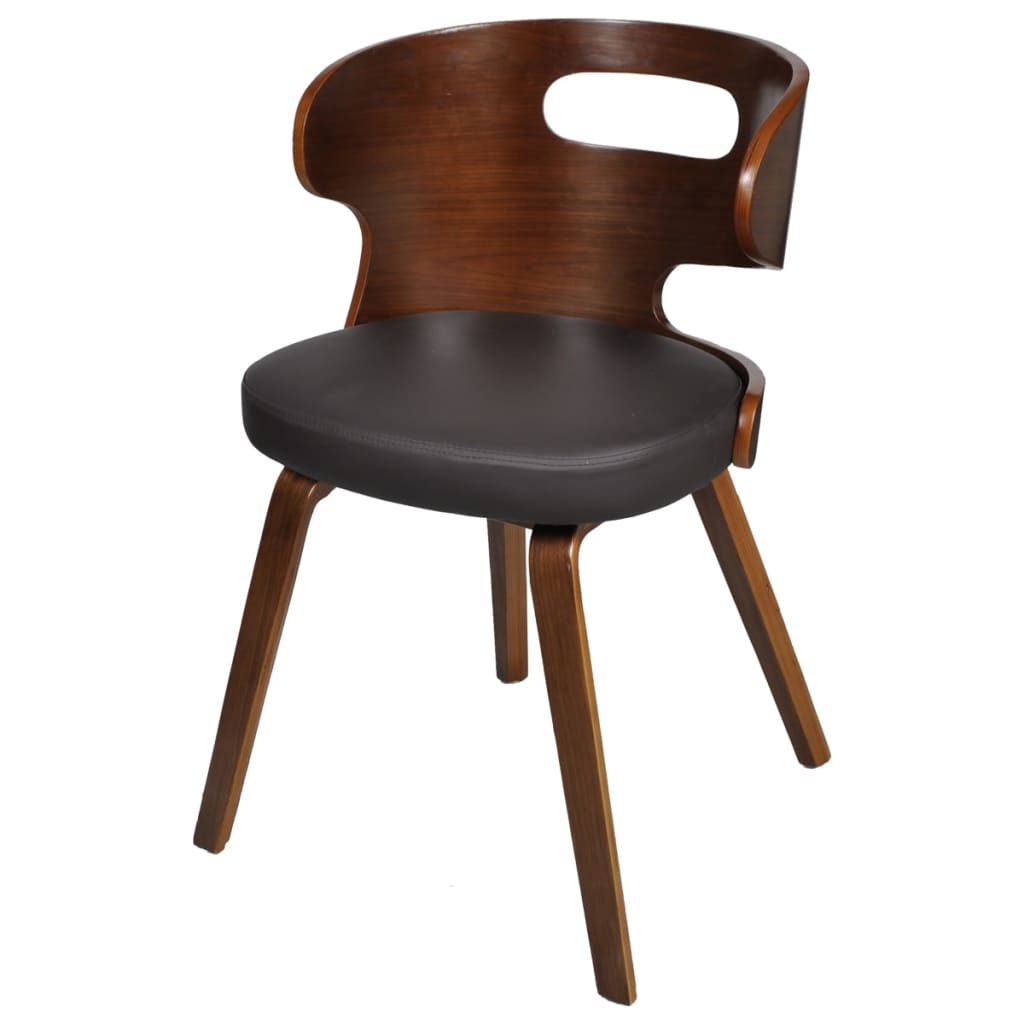 Sedie da Pranzo 4 pz Marroni in Legno Curvo e Similpelle | homemem39