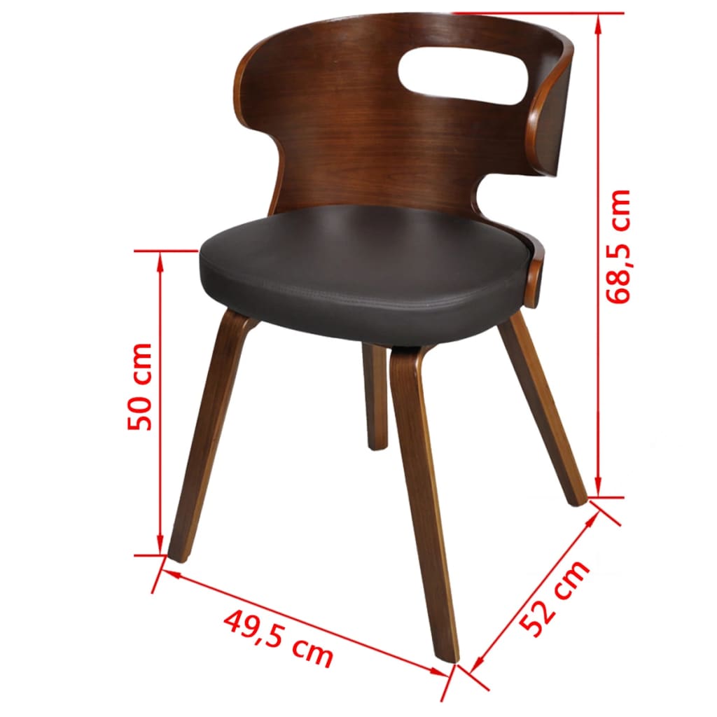 Sedie da Pranzo 4 pz Marroni in Legno Curvo e Similpelle | homemem39
