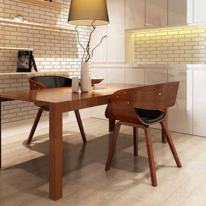 Sedie da Pranzo 2 pz Marroni in Legno Curvo e Similpelle | homemem39