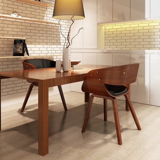 Sedie da Pranzo 2 pz Marroni in Legno Curvo e Similpelle | homemem39