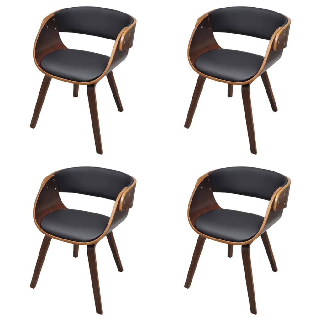 Sedie da Pranzo 4 pz Marroni in Legno Curvo e Similpelle | homemem39