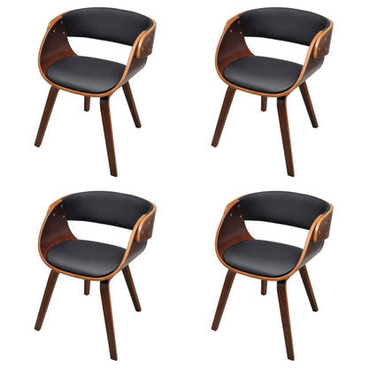 Sedie da Pranzo 4 pz Marroni in Legno Curvo e Similpelle | homemem39