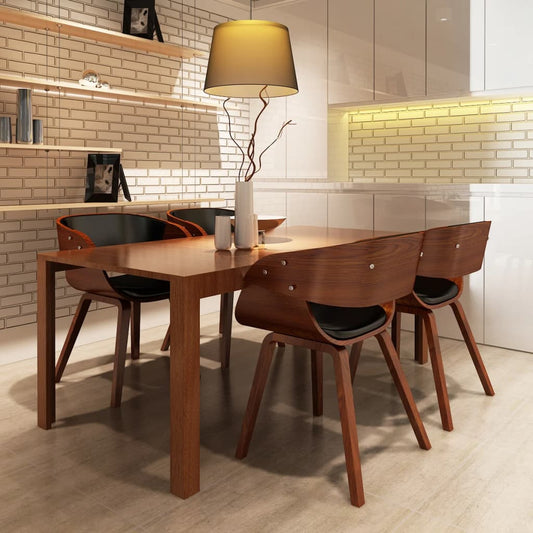 Sedie da Pranzo 4 pz Marroni in Legno Curvo e Similpelle | homemem39