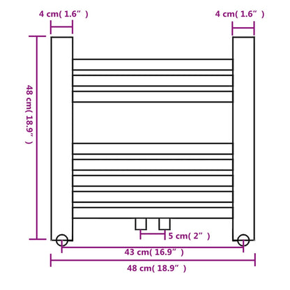 Radiatore Centrale Portasciugamano Dritto 480 x 480 mm