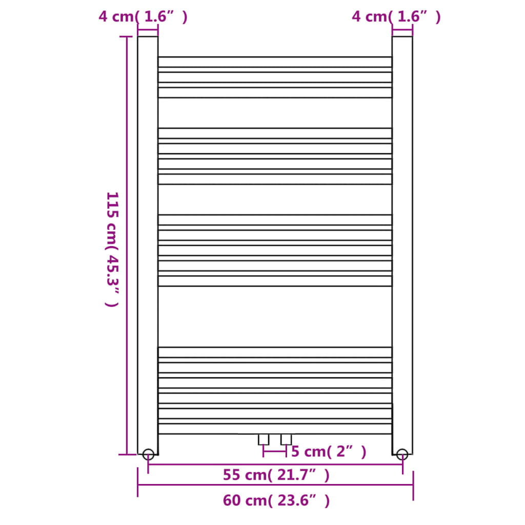 Radiatore Centrale Portasciugamano Dritto 600 x 1160 mm - homemem39