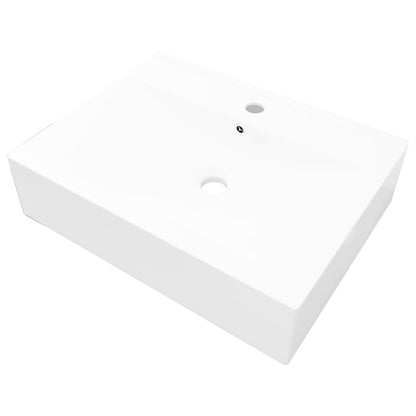 Luxury White Ceramic Sink with Tap Hole 60x46 cm
