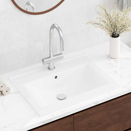 Luxury White Ceramic Sink with Tap Hole 60x46 cm