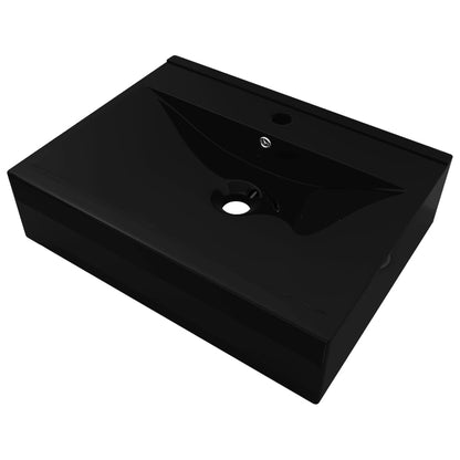 Luxury White Ceramic Sink with Tap Hole 60x46 cm