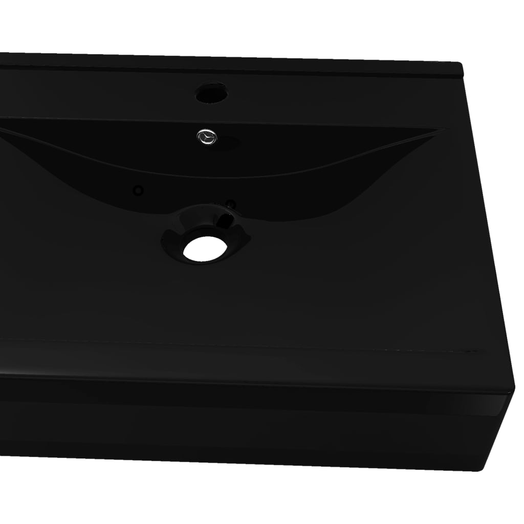 Luxury White Ceramic Sink with Tap Hole 60x46 cm