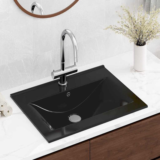 Lavello Bianco in Ceramica di Lusso con Foro Rubinetto 60x46 cm