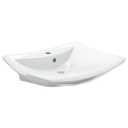 Lavabo Ceramica Lusso Rettangolare Foro di Trabocco e Foro Rubinetto - homemem39