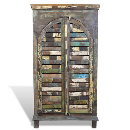 Libreria Multicolore in Legno Riciclato con 3 Scaffali e 2 Ante | homemem39