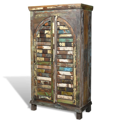 Libreria Multicolore in Legno Riciclato con 3 Scaffali e 2 Ante | homemem39