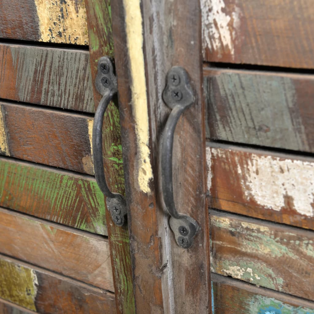 Libreria Multicolore in Legno Riciclato con 3 Scaffali e 2 Ante | homemem39