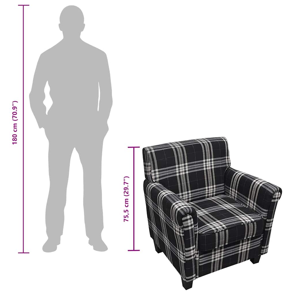 Poltrona con Cuscino Nera in Tessuto - homemem39