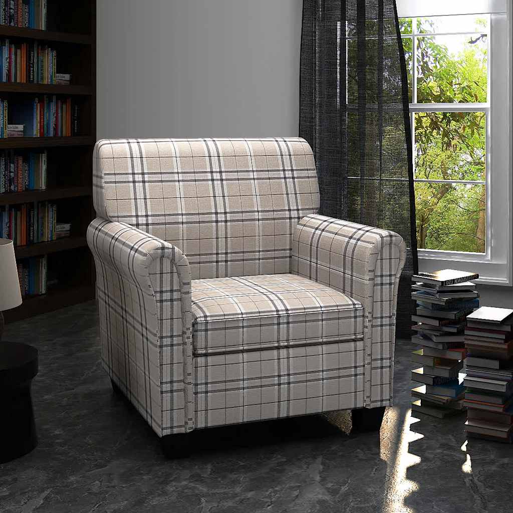 Poltrona con Cuscino Crema in Tessuto - homemem39