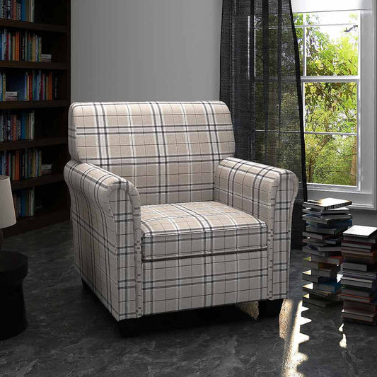 Poltrona con Cuscino Crema in Tessuto - homemem39