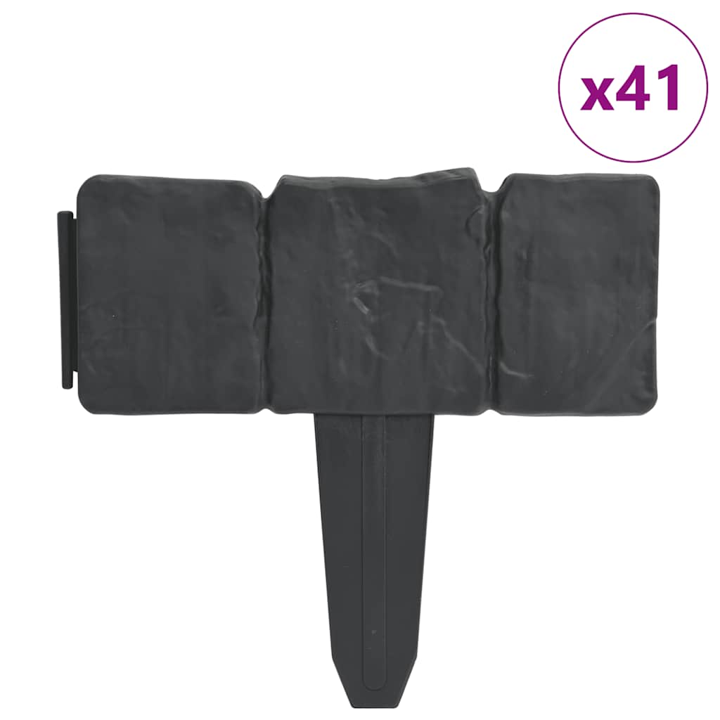 Recinzione Giardino/Prato in Plastica 41 pz Aspetto Pietra 10 m - homemem39
