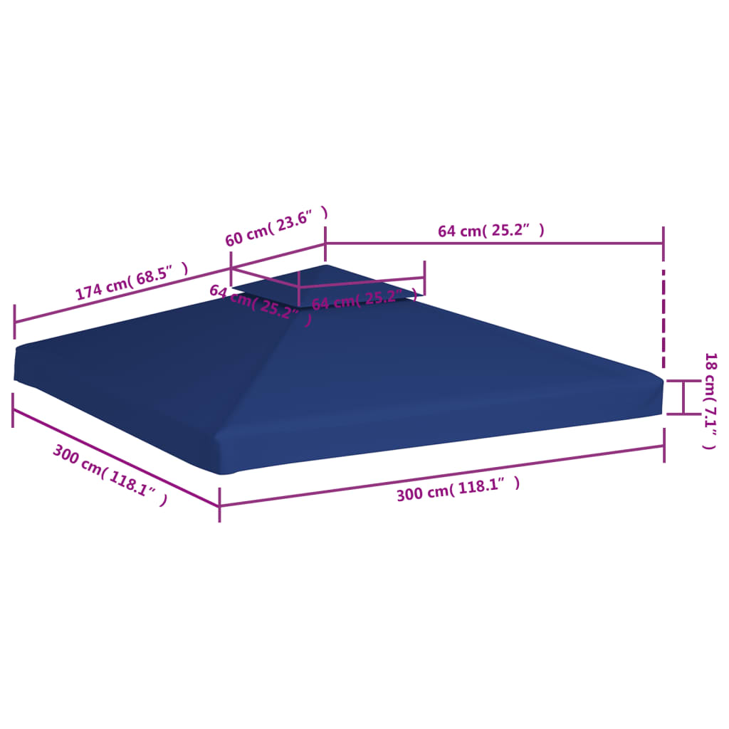 Telo di Ricambio per Gazebo 310g/m² Blu Scuro 3x3m - homemem39