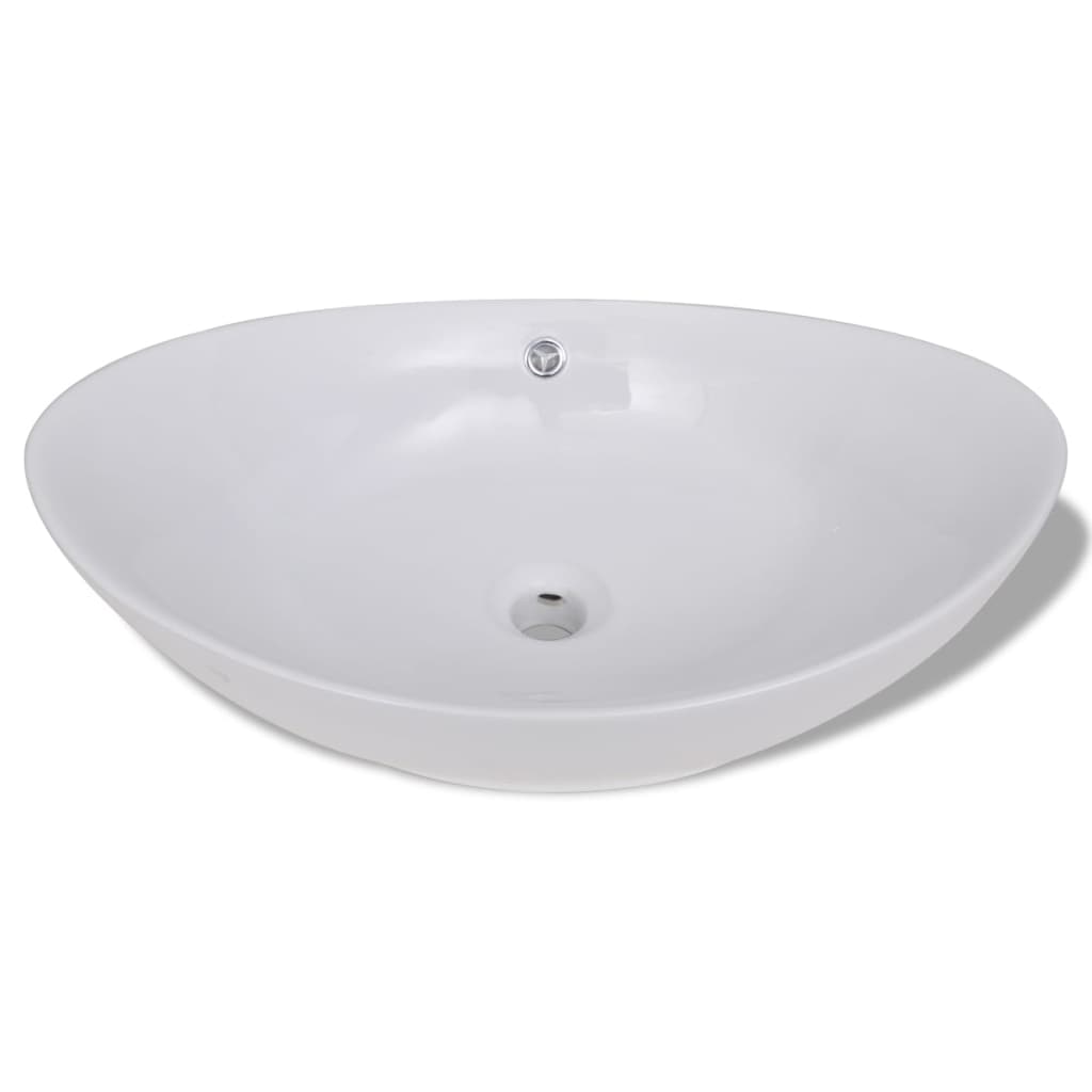 Luxury Ceramic Oval Sink with Overflow 59 x 38.5 cm