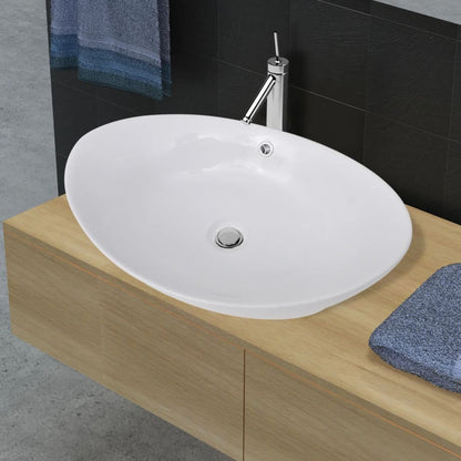 Luxury Ceramic Oval Sink with Overflow 59 x 38.5 cm