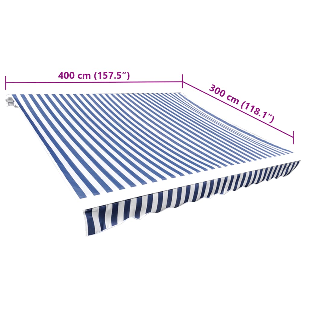 Tessuto di Ricambio per Tenda da Sole Blu e Bianco 4x3 m Poliestere | homemem39