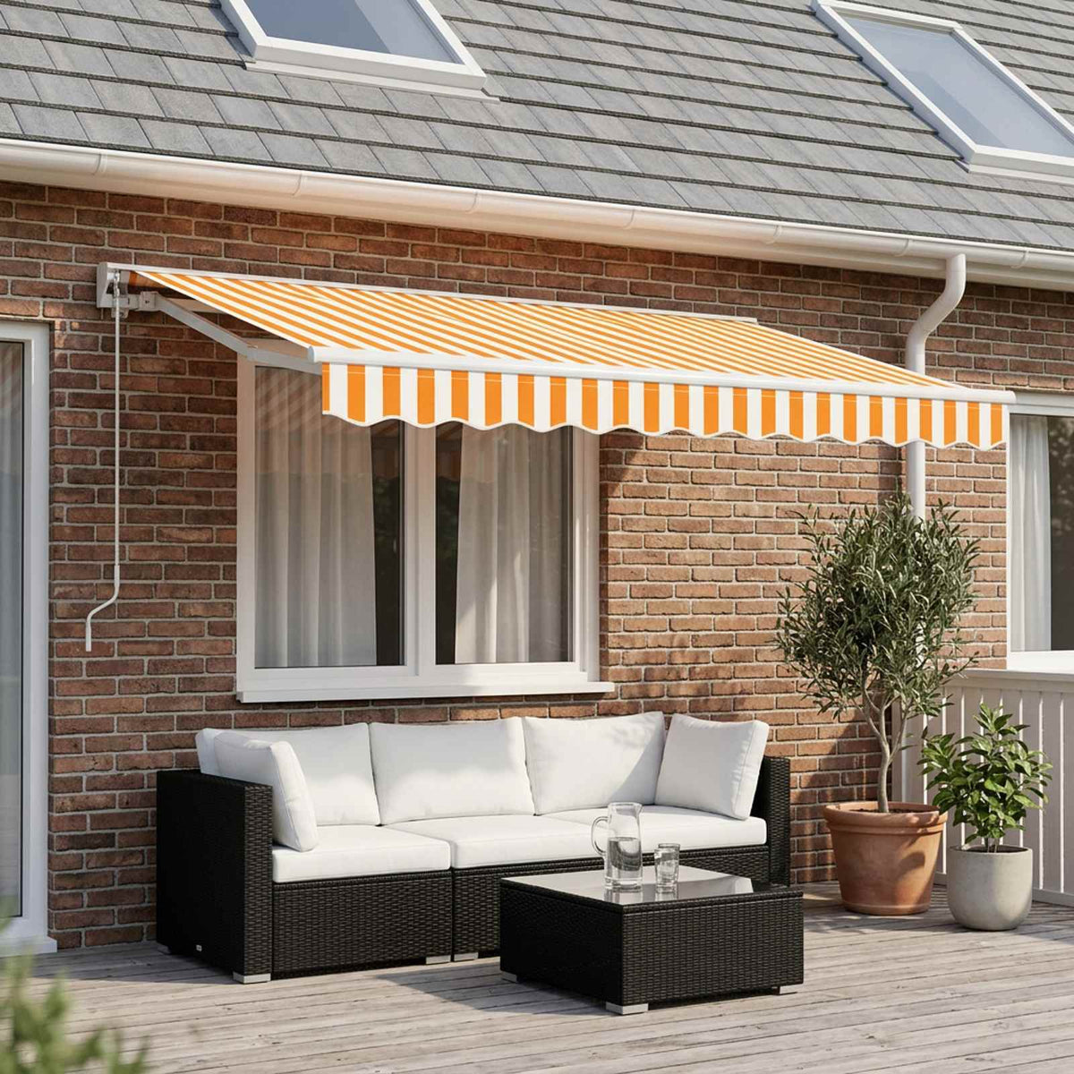 Tessuto di Ricambio per Tenda da Sole Giallo e Bianco 300x250cm