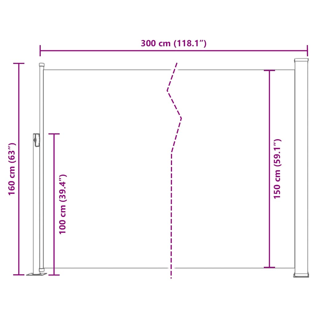 Tendalino Laterale per Patio Terrazzo 160 x 300 cm Rosso - homemem39