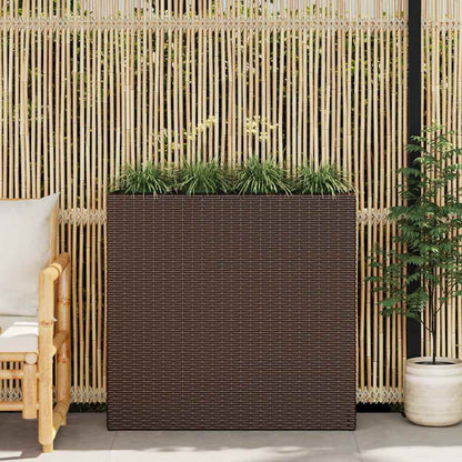 Letto Rialzato da Giardino con 4 Vasi in Polyrattan Marrone