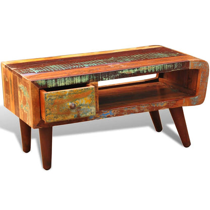 Tavolino con Bordo Curvo 1 Cassetto Legno di Recupero | homemem39