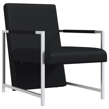 Poltrona con Gambe Cromate Nera in Similpelle