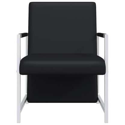 Poltrona con Gambe Cromate Nera in Similpelle