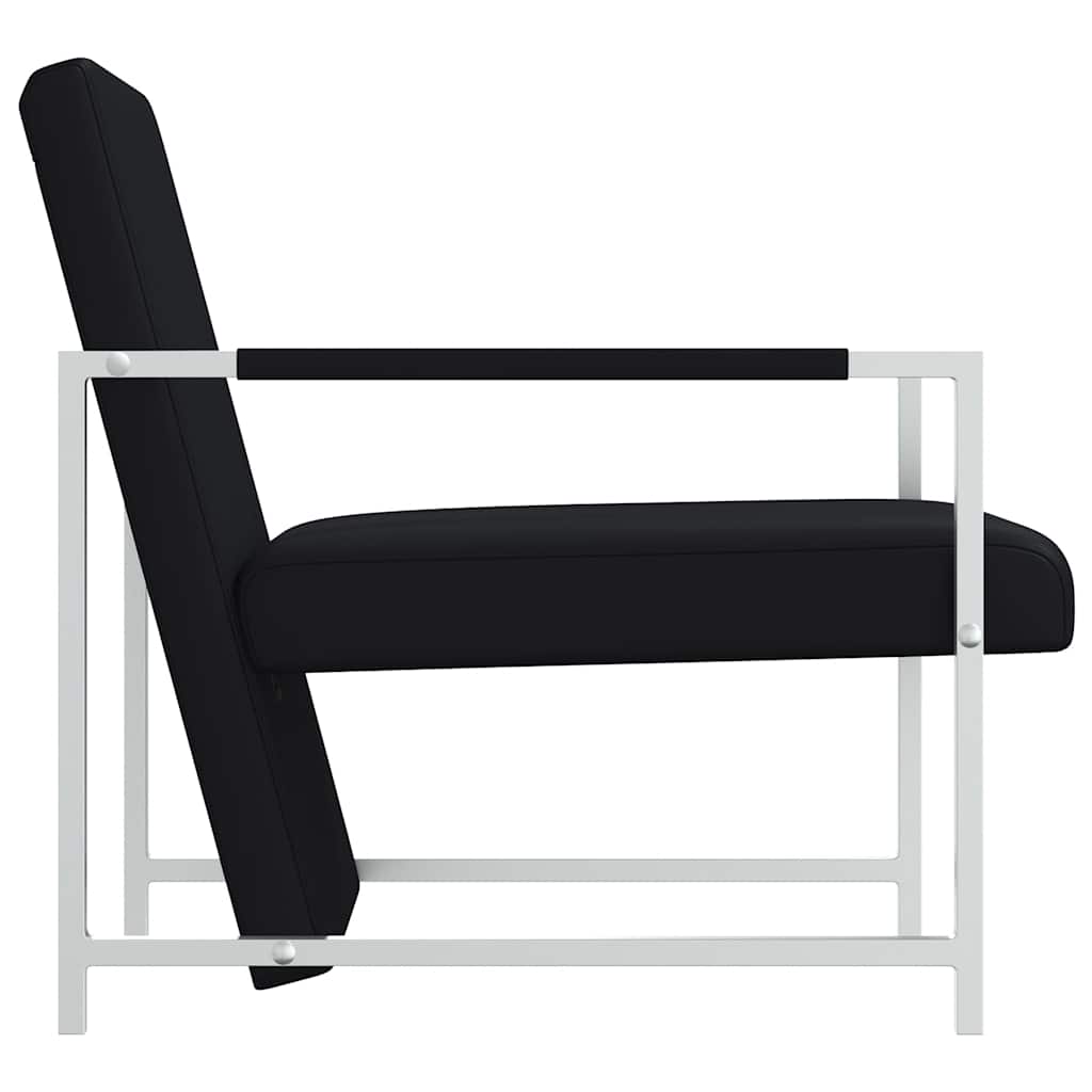 Poltrona con Gambe Cromate Nera in Similpelle