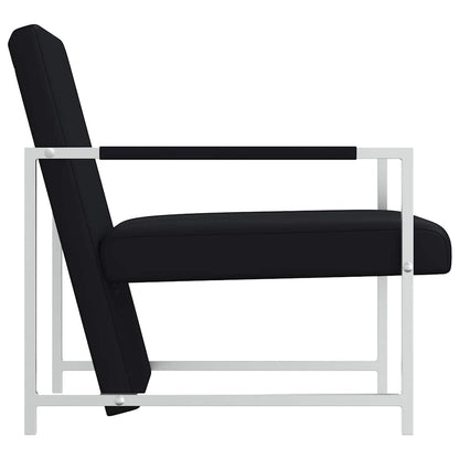 Poltrona con Gambe Cromate Nera in Similpelle