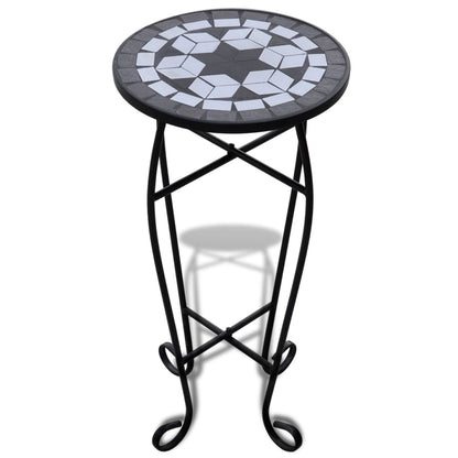 Tavolino per Piante con Mosaico Nero e Bianco | homemem39