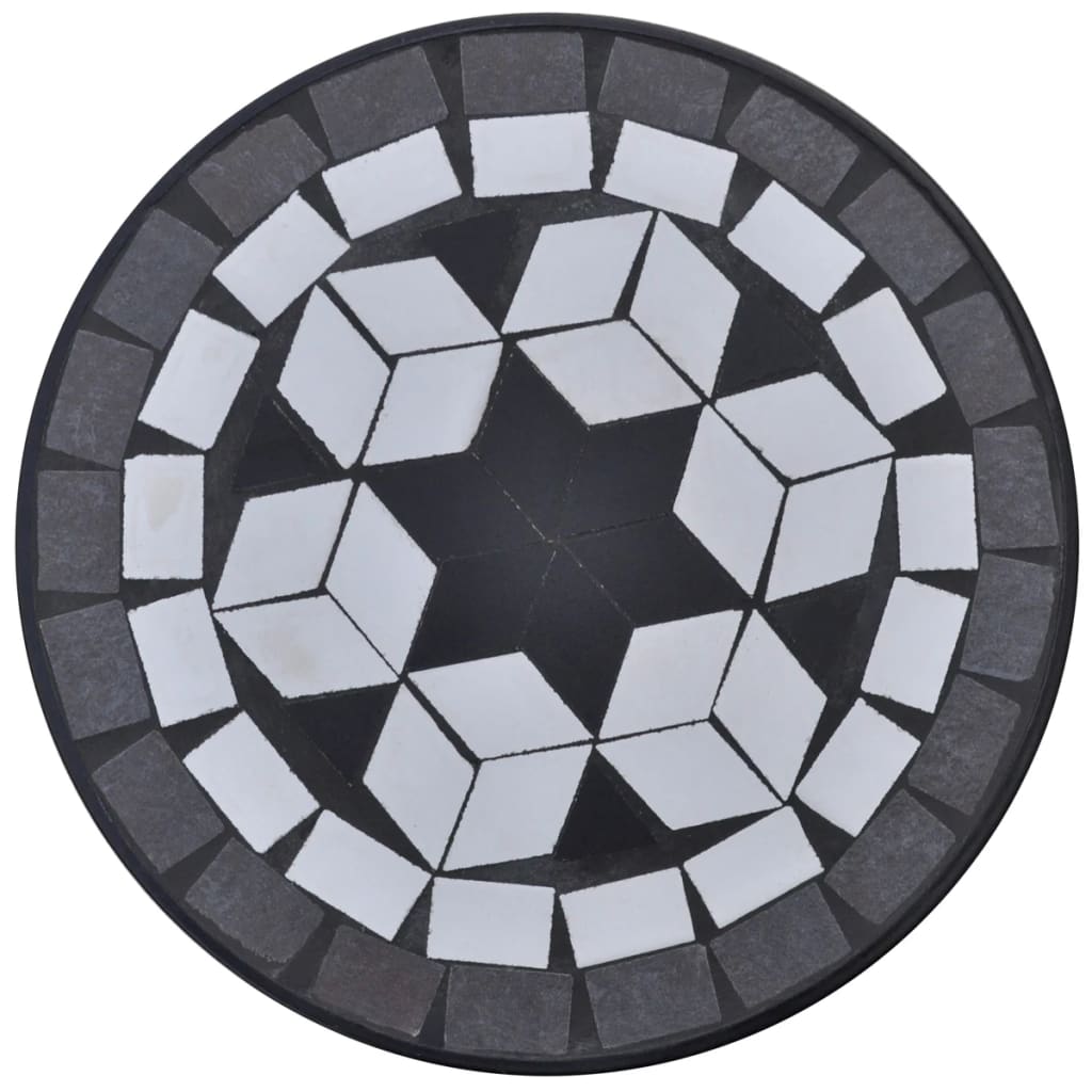 Tavolino per Piante con Mosaico Nero e Bianco | homemem39