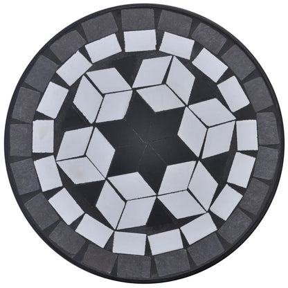 Tavolino per Piante con Mosaico Nero e Bianco - homemem39
