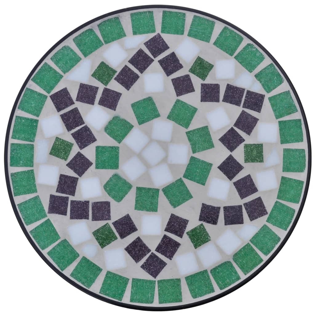 Tavolino per Piante con Mosaico Verde e Bianco | homemem39