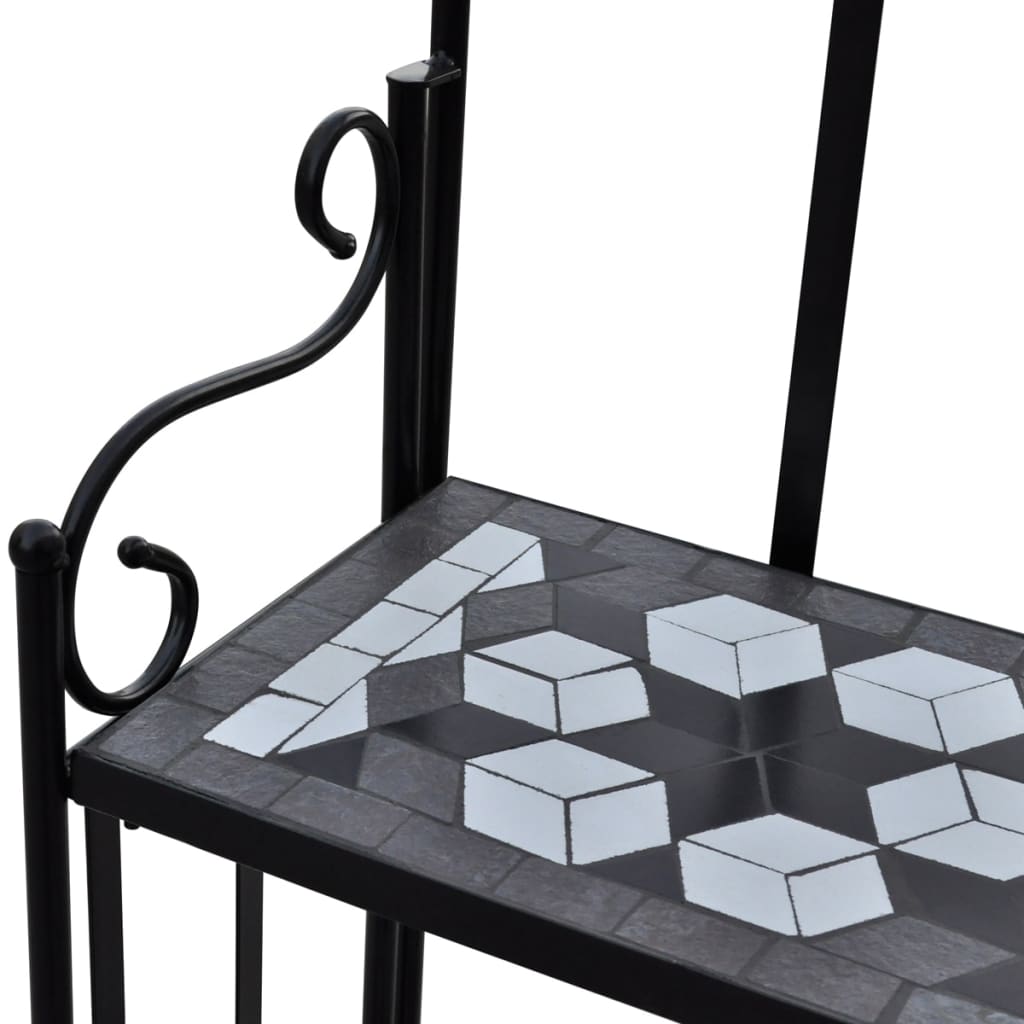 Piedistallo per Piante Terracotta con Mosaico Nero e Bianco | homemem39