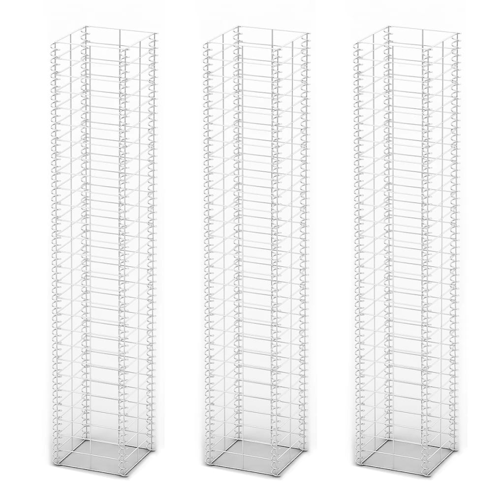Set Gabbione 3 pz in Filo Zincato 25 x 25 x 150 cm | homemem39